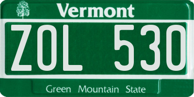 VT license plate ZOL530
