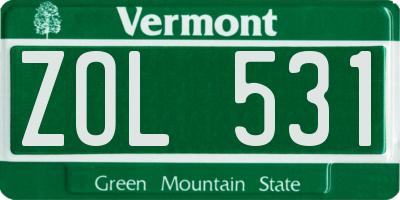 VT license plate ZOL531