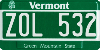 VT license plate ZOL532