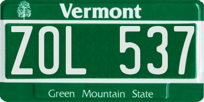VT license plate ZOL537
