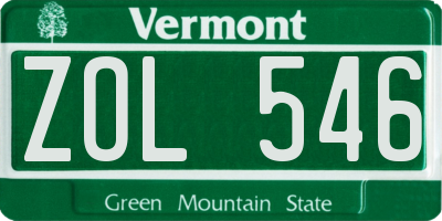 VT license plate ZOL546