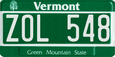 VT license plate ZOL548