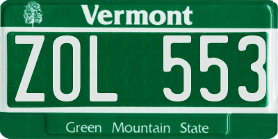 VT license plate ZOL553