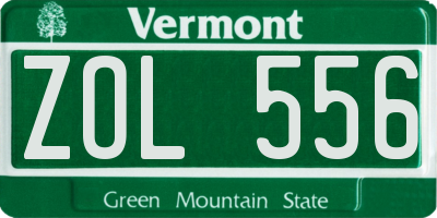 VT license plate ZOL556