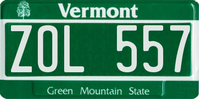 VT license plate ZOL557