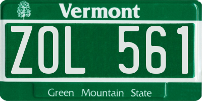VT license plate ZOL561