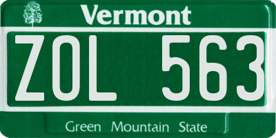 VT license plate ZOL563