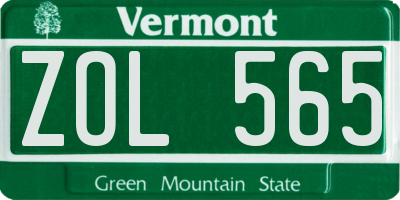 VT license plate ZOL565
