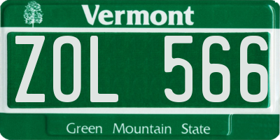 VT license plate ZOL566