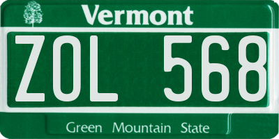 VT license plate ZOL568