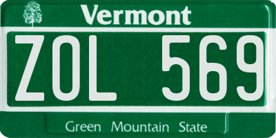 VT license plate ZOL569