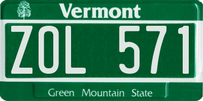 VT license plate ZOL571