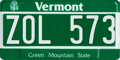 VT license plate ZOL573