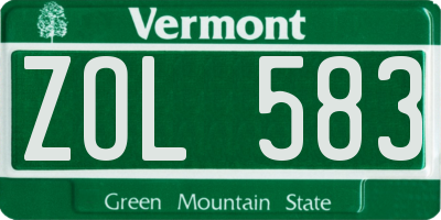 VT license plate ZOL583