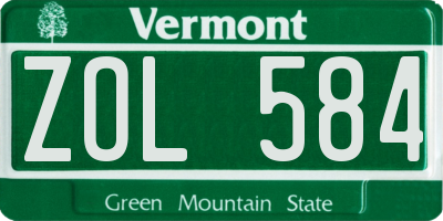 VT license plate ZOL584