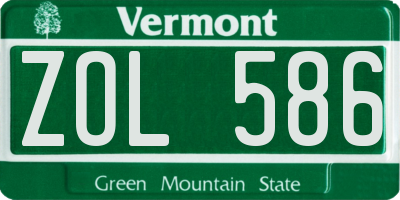 VT license plate ZOL586