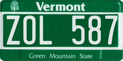 VT license plate ZOL587