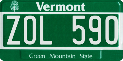 VT license plate ZOL590