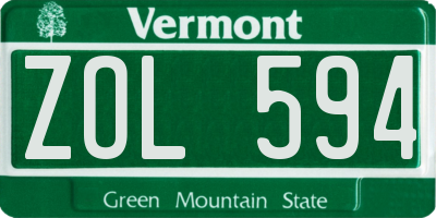 VT license plate ZOL594