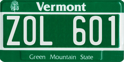 VT license plate ZOL601