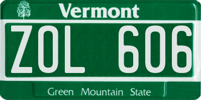 VT license plate ZOL606