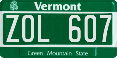 VT license plate ZOL607