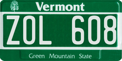 VT license plate ZOL608