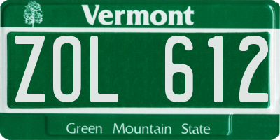 VT license plate ZOL612