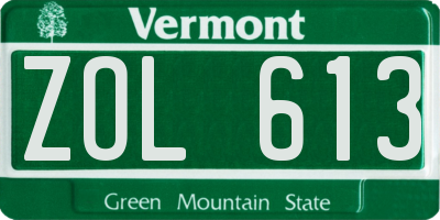 VT license plate ZOL613