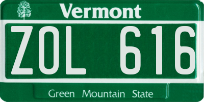 VT license plate ZOL616