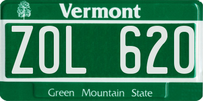 VT license plate ZOL620