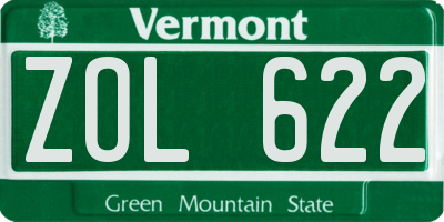 VT license plate ZOL622