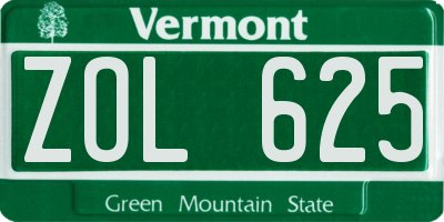 VT license plate ZOL625