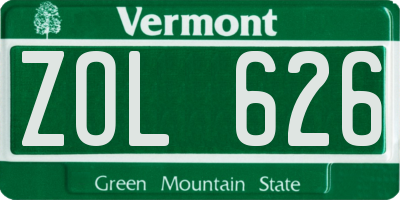 VT license plate ZOL626