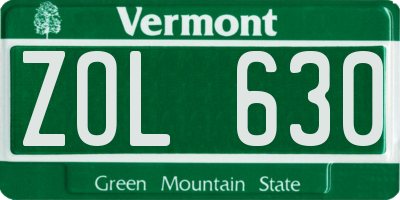 VT license plate ZOL630