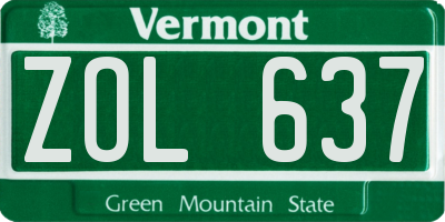 VT license plate ZOL637