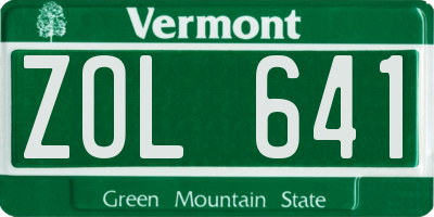 VT license plate ZOL641