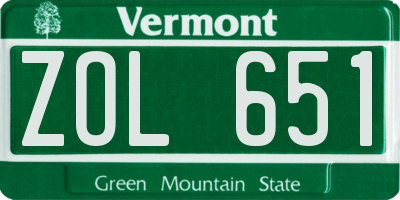 VT license plate ZOL651