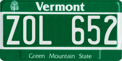 VT license plate ZOL652