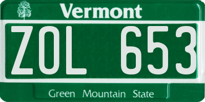 VT license plate ZOL653