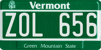 VT license plate ZOL656