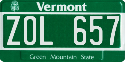 VT license plate ZOL657