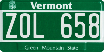 VT license plate ZOL658