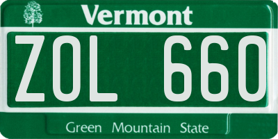 VT license plate ZOL660