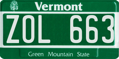 VT license plate ZOL663