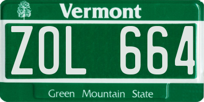 VT license plate ZOL664