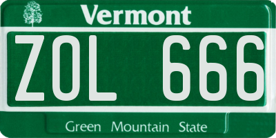 VT license plate ZOL666