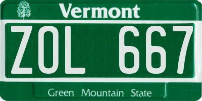 VT license plate ZOL667