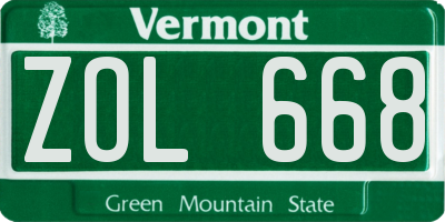 VT license plate ZOL668