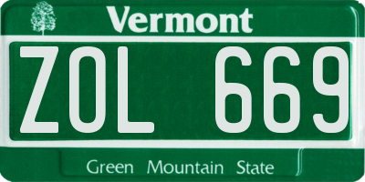 VT license plate ZOL669